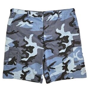 NWOT ROTHCO Military BDU Cargo Shorts Camo Blue 10.5 inseam Men's XXL Reg 43-47"